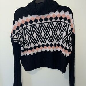 Geometric Patterned Black Sweater